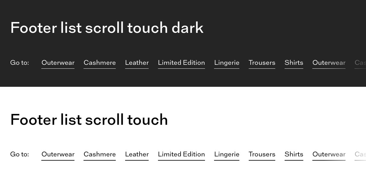 Footer list scroll touch - Codesandbox